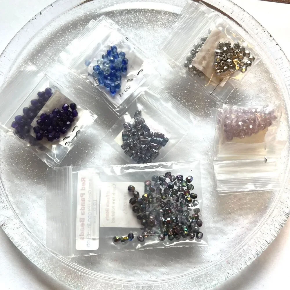 Red Panda Beads Beading Jewelry Making Lot Blue Silver